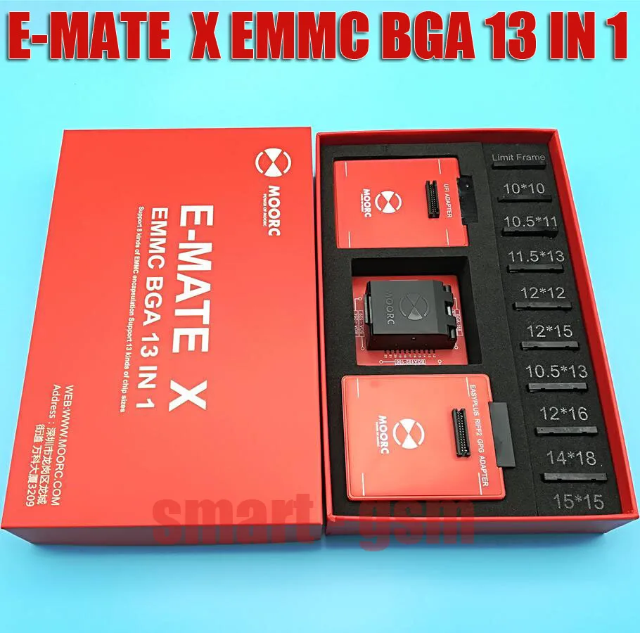 MOORC E MATE E-MATE X E MATE PRO BOX памяти на носителе EMMC BGA 13 в 1 поддержка 100 136 168 153 169 162 186 221 529 254 легкий JTAG плюс коробка