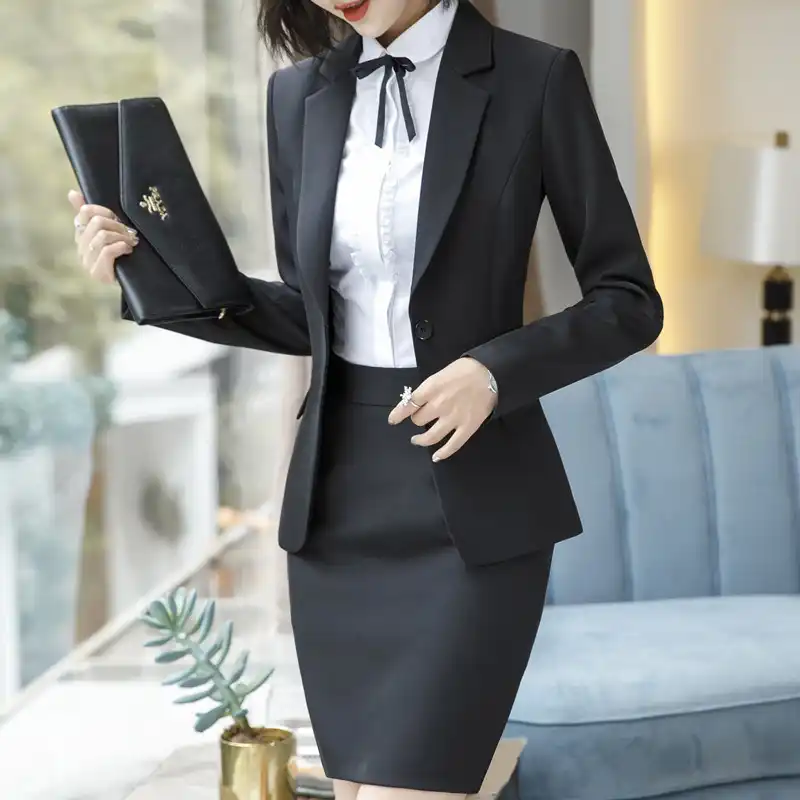 2020 Black Pant Suits Women Business Work Jacket Trousers  