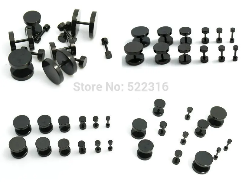 16pcs Black Stainless Steel Fake Cheater Ear Plugs Gauge Body 16pcs Black Stainless Steel Fake Cheater Ear Plugs Gauge Body Jewelry Piercing Mix 8 Sizes In From Accessories On Aliexpress
