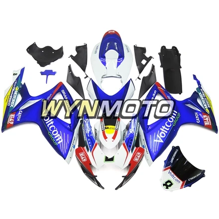 Выполните обтекатели комплект для GSXR600 750 06-07 2006 2007 K6 впрыск АБС пластмасса Обтекатели белый кузовные Обтекатели белого и синего цвета красный