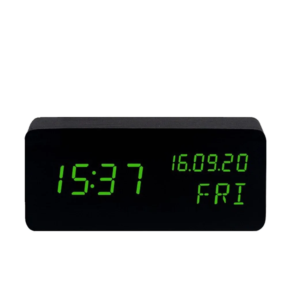 Деревянный светодиодный Будильник Температура Влажность электронные цифровые часы прикроватные Wake Up настольные часы черный Despertador