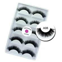 LASGOOS 5 пар/партия Норка, Сибирский 3D грязный толстый C изогнутые 10 мм накладные ресницы, накладные ресницы, ресницы, большой макияж для глаз A08