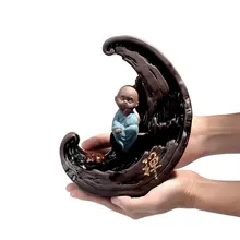 Монашеская курильница Керамическая дымовая задняя башня для благовоний горелка Высокая горная вода струящаяся коническая курильница для благовоний украшения Q