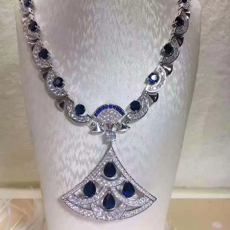 Здесь продается  Brand Fashion Party High Jewelry For Women Blue Crystal Fan Pendant Big Fan Design Necklace Diva Dream Pendants Top Quality  Ювелирные изделия и часы