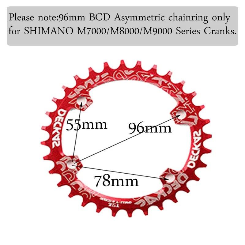 Deckas BCDS 96 цепное кольцо MTB овальное круглое узкое широкое кольцо цепи велосипеда 32T 34T 36T 38T цепное колесо для горного велосипеда 4 шт. болты