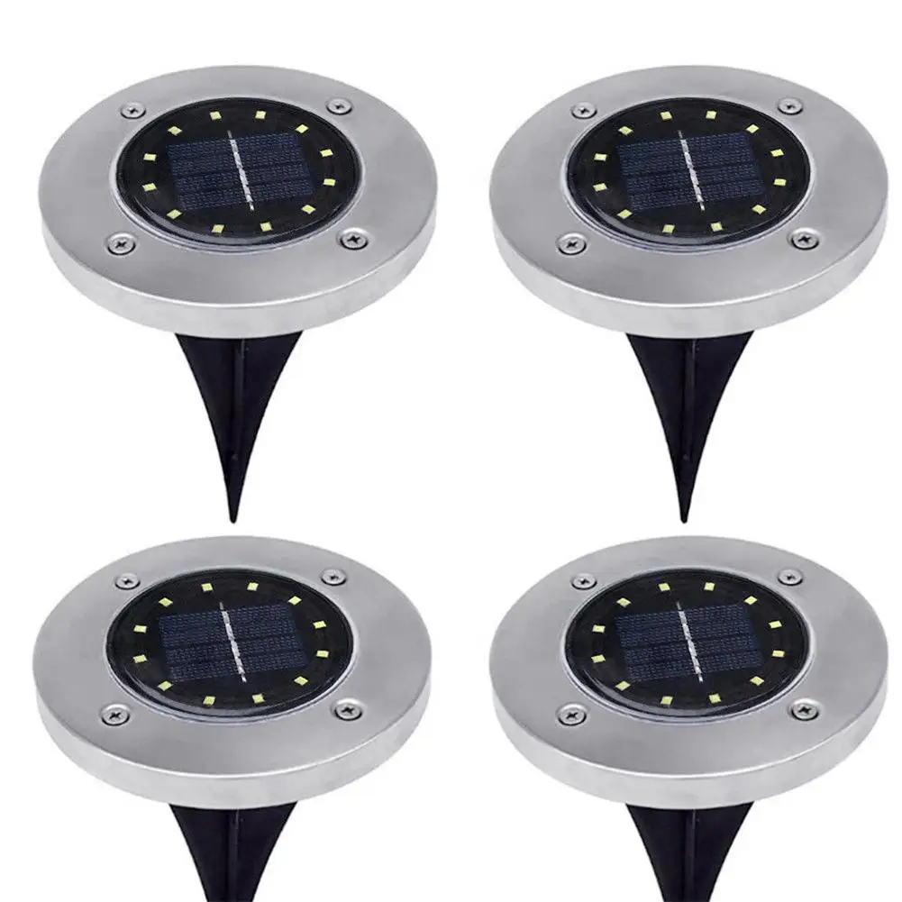 

4pcs Solar Power Buried Light 12 LED Waterproof Outdoor Path Way Ground Lamp For Garden Decoration