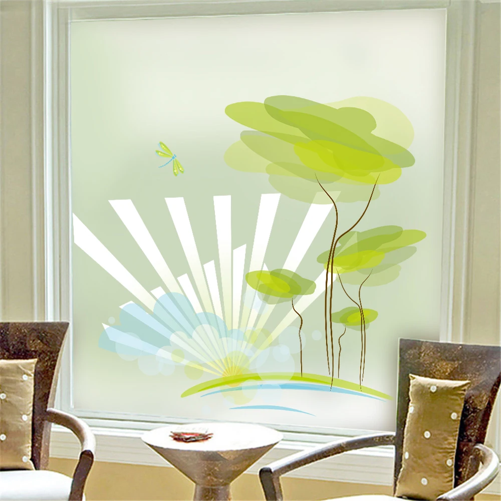 leaf self adhesive film PVC window Privacy Frosted Home Waterproof