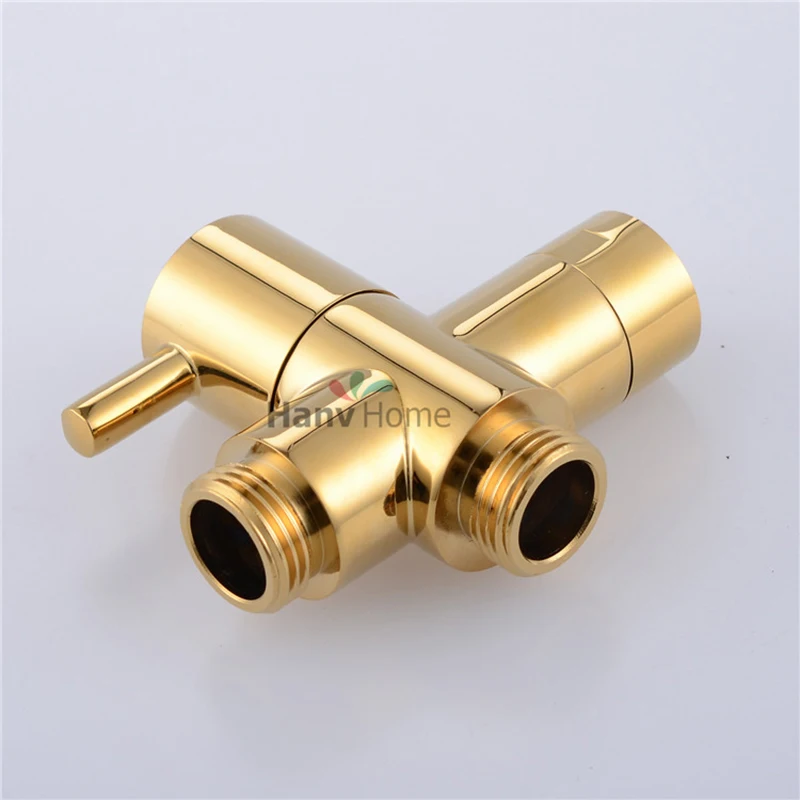  AODEYI 1/2'' PVD-Ti Golden Shower Water Separator Brass Valve Core Gold T-Adapter For Toilet Bidet 