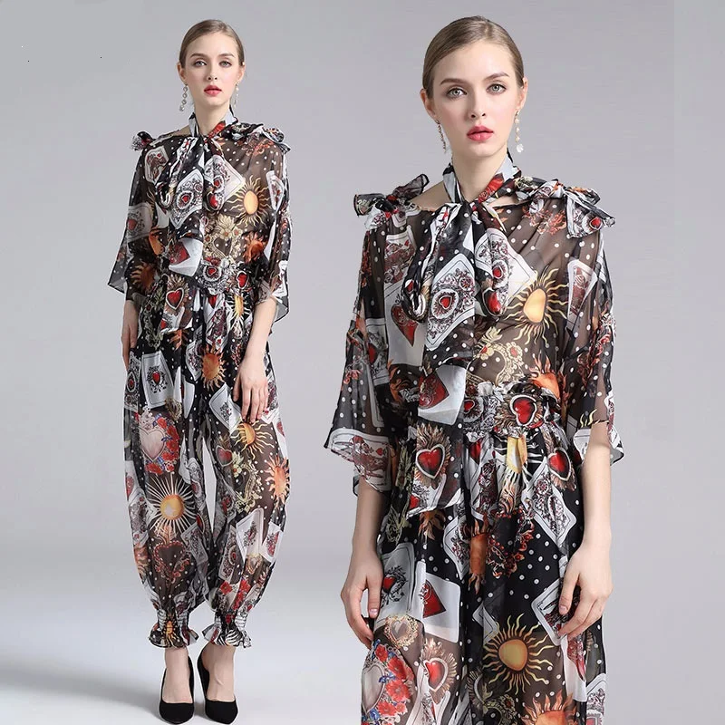 Z0036 Europa En Amerika Nieuwe Mode Lente Zomer Vrouwen Set Poker Afdrukken Kleding Set Lange Mouwen Broek Dames Casual Pak Z0036 Europa En Amerika Nieuwe Mode Lente Zomer Vrouwen Set Poker Afdrukken Kleding Set Lange Mouwen Broek Dames Casual Pak