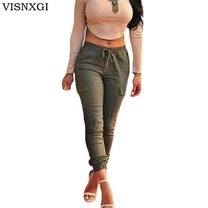 

VISNXGI Women High Waist Army Green Pants Fashion Pantalon Femme Trouser Ankle-Length Sweatpants Cotton Streetwear Pants S-XL