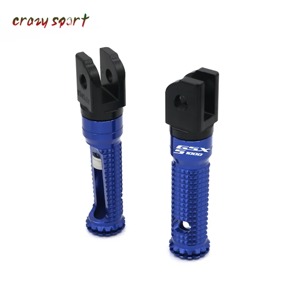 Front Foot Pegs Footrest Adapter For SUZUKI GSX-S1000 GSXS 1000/f GSX-S1000F- Motorcycle Foot Rest Rider With Logo - Color: Blue