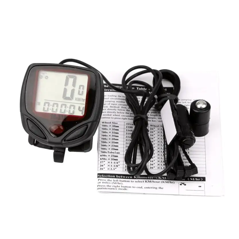 Black Utility Cycling LCD Bicycle Odometer Waterproof Bike Cycle Speedometer US