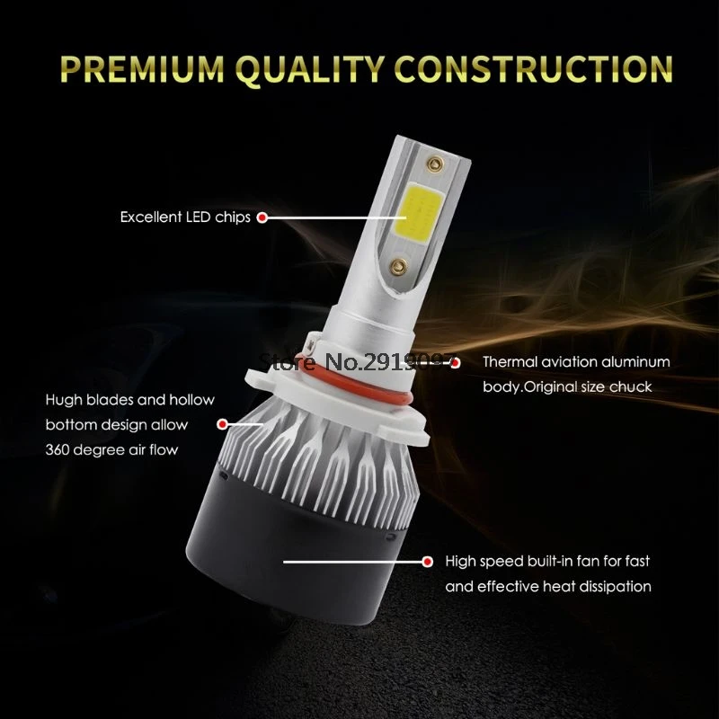 

2019 New One Pair Car 9005 LED Headlight 12V 40W COB Bulb 6000K White Fog Lights