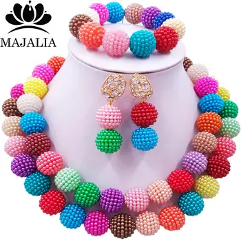 

Majalia Fashion Classic Nigeria Wedding African Beads Jewelry Set Multicolors Crystal Necklace Bridal Jewelry Sets 2CA008