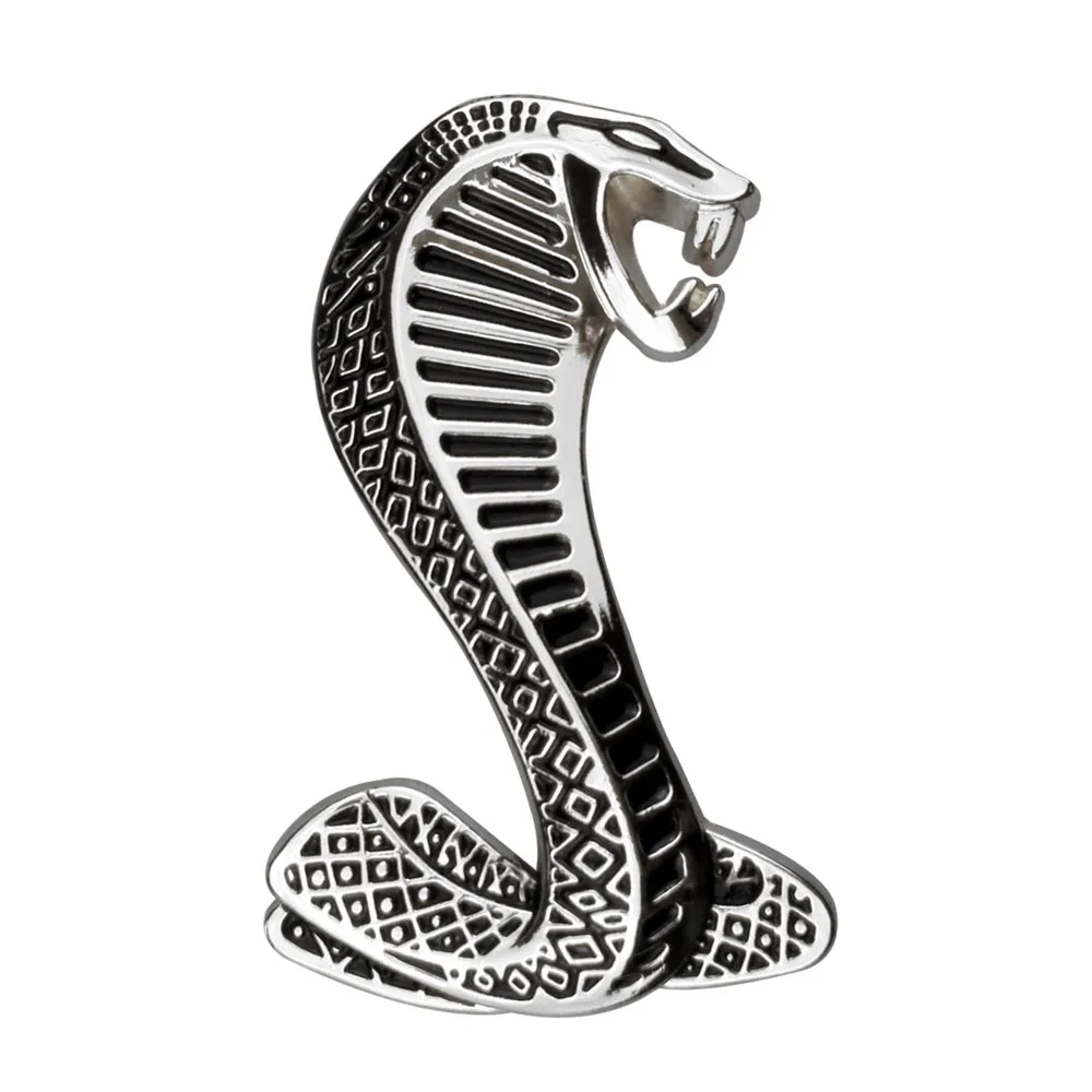Pair Silver Cobra Snake Metal Decal Badge Emblem mustang GT focus fusion Sticker