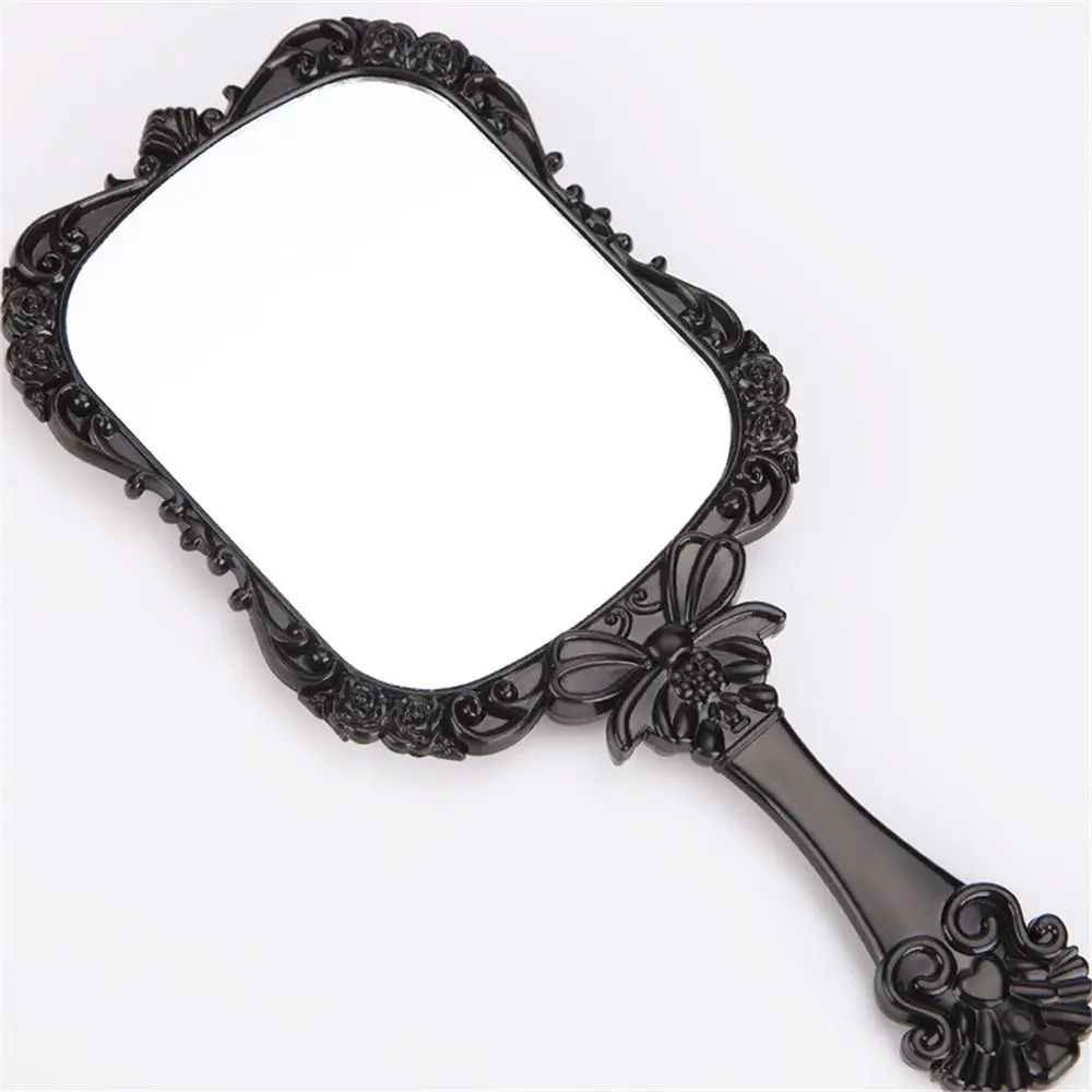 Ретро дизайн Черная бабочка складная ручка косметические зеркала с круглой формы зеркало для макияжа - Цвет: black