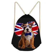 ThiKin English Bulldog Drawstring Bag 3D Printing Mochila Feminina Drawstring Backpack Women daily Casual Girl’s Knapsack