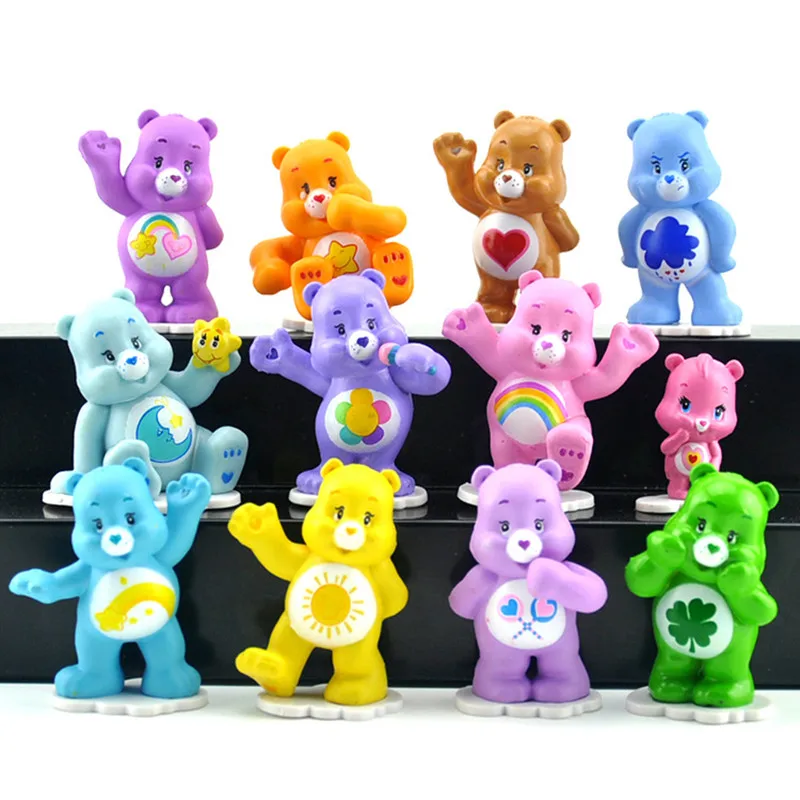 12 шт./партия Аниме медведи 4-5 см мини ПВХ Фигурки игрушки коллекционные красочные медведи модель куклы для детей Kawaii игрушка подарок