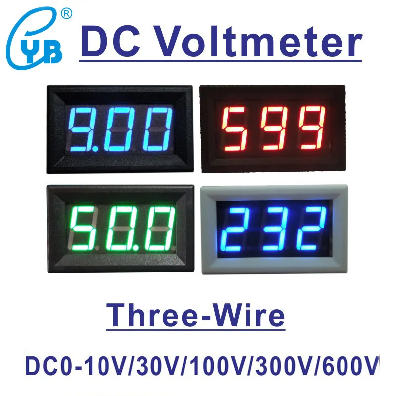 Постоянный ток 0-10 в 0-30 в 0-100 в 0-300 в 0-600 В индикатор напряжения 0-500 В светодиодный цифровой измеритель напряжения вольтметр Панель вольтметр черный Whi
