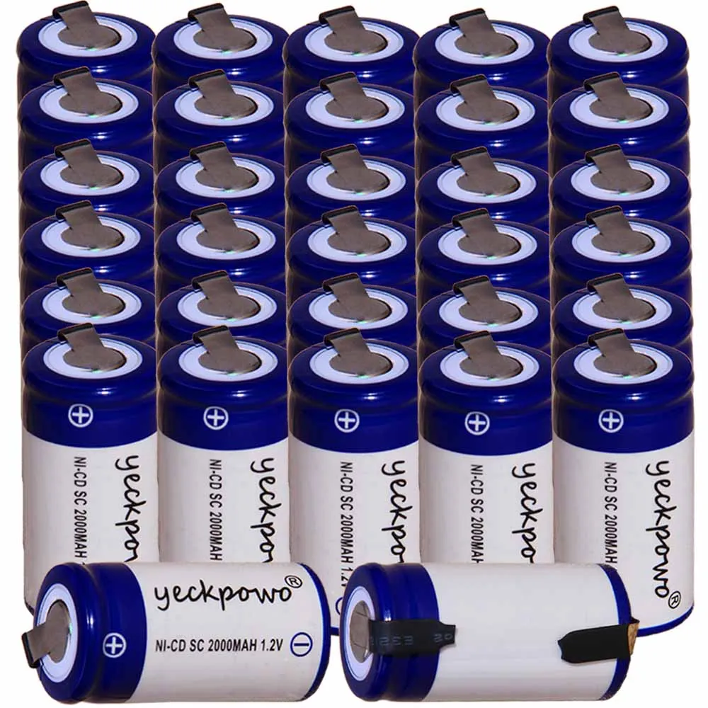 yeckpowo 32 pieces SC battery 1 2v batteries nicd rechargeable for power tools 2000mAh drill screwdriver real capacity | Электроника
