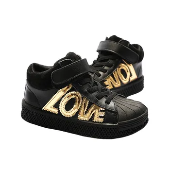 

EZELEVEN 2018 Autumn high top boys girls leather sneakers children kids shoes