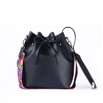 

SWDF 2020 Vintage Fashion Small Women Leather Bucket Bag Handbag Tassel Drawstring Shoulder Bag Messenger Crossbody Bags Purses