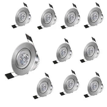 

10pcs/lot 3W Led Downlight 300lm LED Recessed Lamp Hole Size 55-65mm 65-75mm Aluminum 110V/220V for home illumination