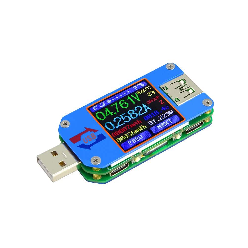 

UM25C Voltmeter Ammeter 5 in 1 USB Tester Color LCD Voltage Current Meter Battery Charge Cable Impedance Resistance Measurement