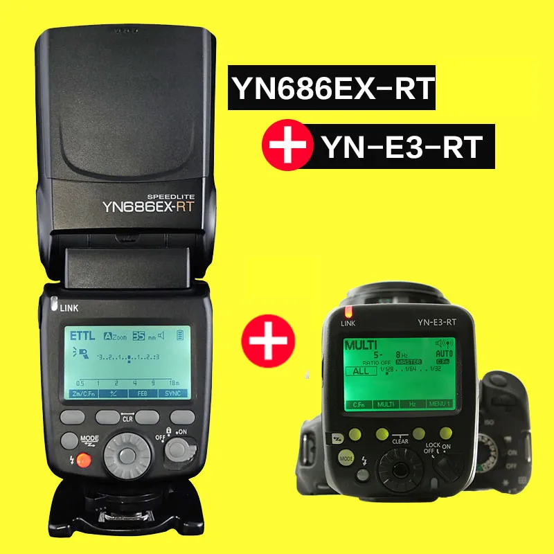 

YONGNUO YN686EX-RT lithium Flash Speedlite 1/8000s E TTL/M/MULTI 2.4G Wireless Master Falsh with Trigger YN-E3-RT Kit for Canon