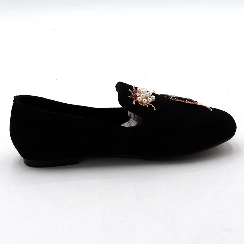 Appartements Chaussures Profonde Femme Peu on Rond Décontractées forme Bout Solide Plate Nouvelle Plat De Filles Enmayer Cristal Slip Lades Noir 5BqwI7q
