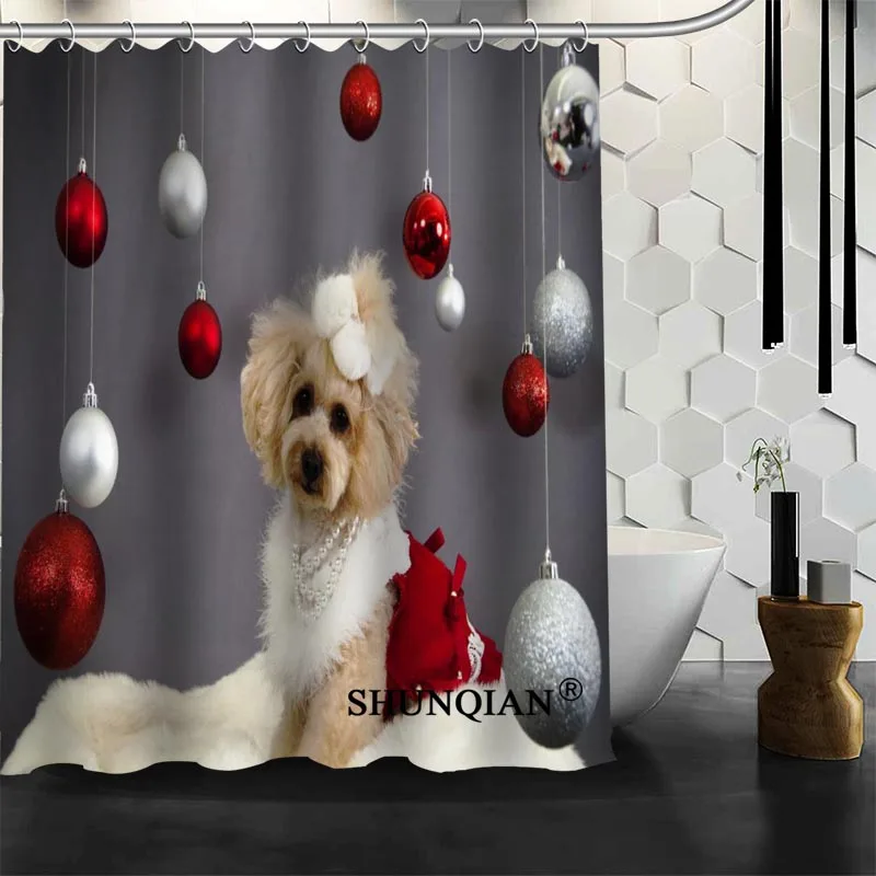 New Bathroom Curtains dog Christmas Shower Curtain Customized Shower