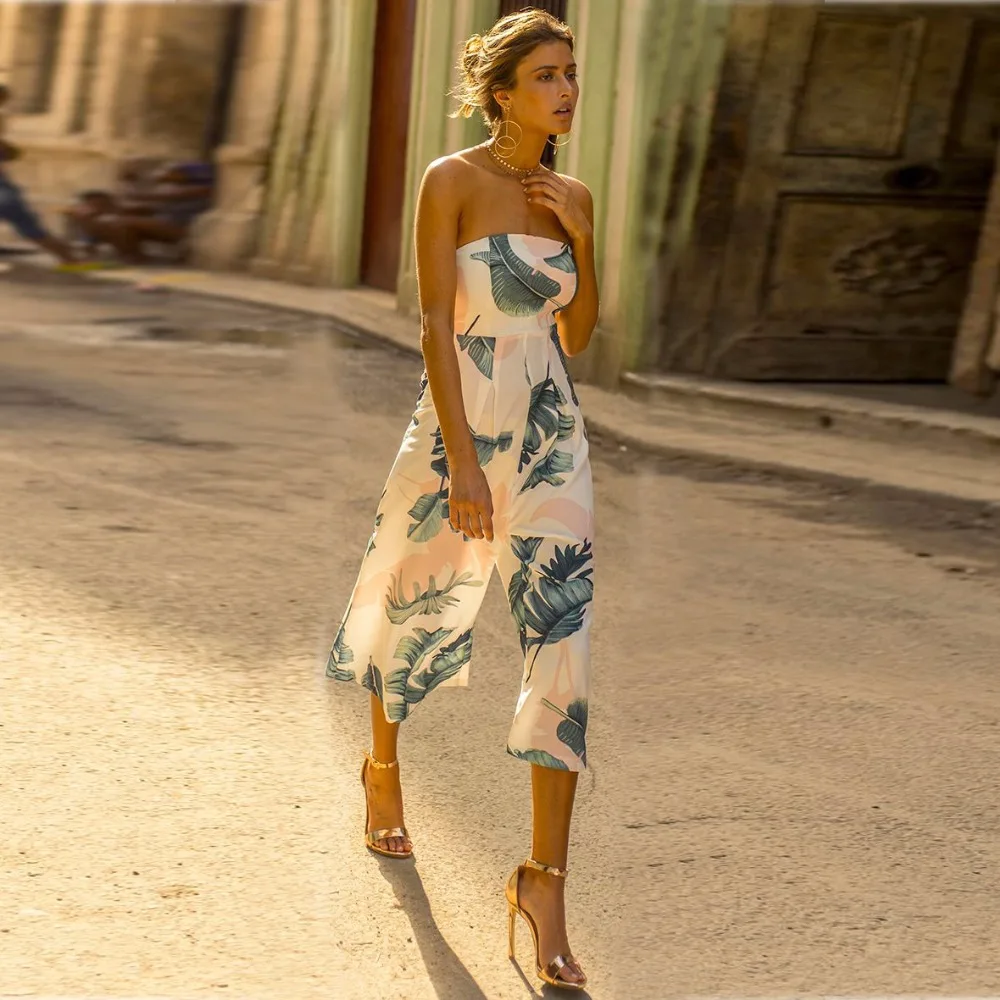 palm tree print jumpsuit