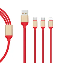 2017 Newest TPE 3 in 1 USB Data Cable Type-c Charging Data Cable for iPhone Android Letv Phone 1.2m multi-functional cable