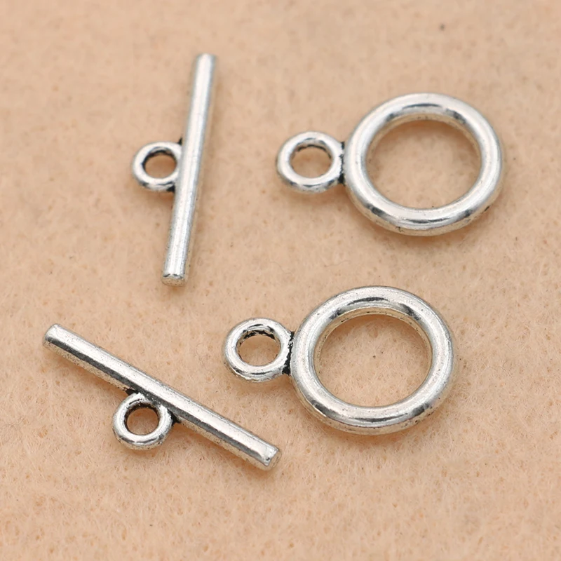 KJjewel Antique Silver Plated Round Claps Hook End Beads for Jewelry