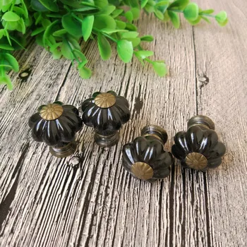 

10pcs Vintage Black Pumpkin Ceramic Cupboard Cabinet Door Knobs Drawer Pulls & Handles Funiture Hardware