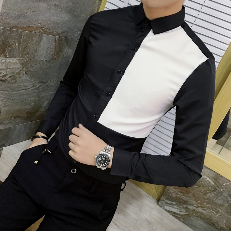 Весна мужские с цветочным принтом рубашка с длинным рукавом в Корейском стиле Повседневная рубашка стилист форма цветочные рубашки csmls005