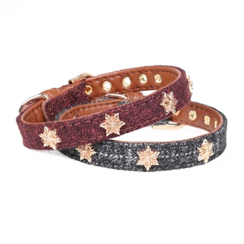 

Pet Dog Collars Snowflake PU Leather Durable Star Small Medium Dog Cats Collars Pet Puppy Teddy Collar Adjustable F20