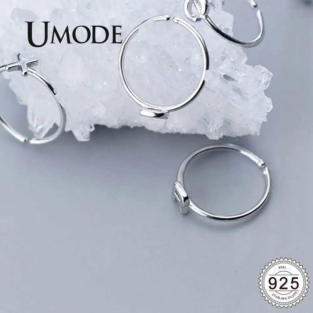 UMODE 925 пробы серебряные кольца для женщин с буквами s925 Серебряные открытые Регулируемые кольца Новая мода Простые Ювелирные изделия ULR0737