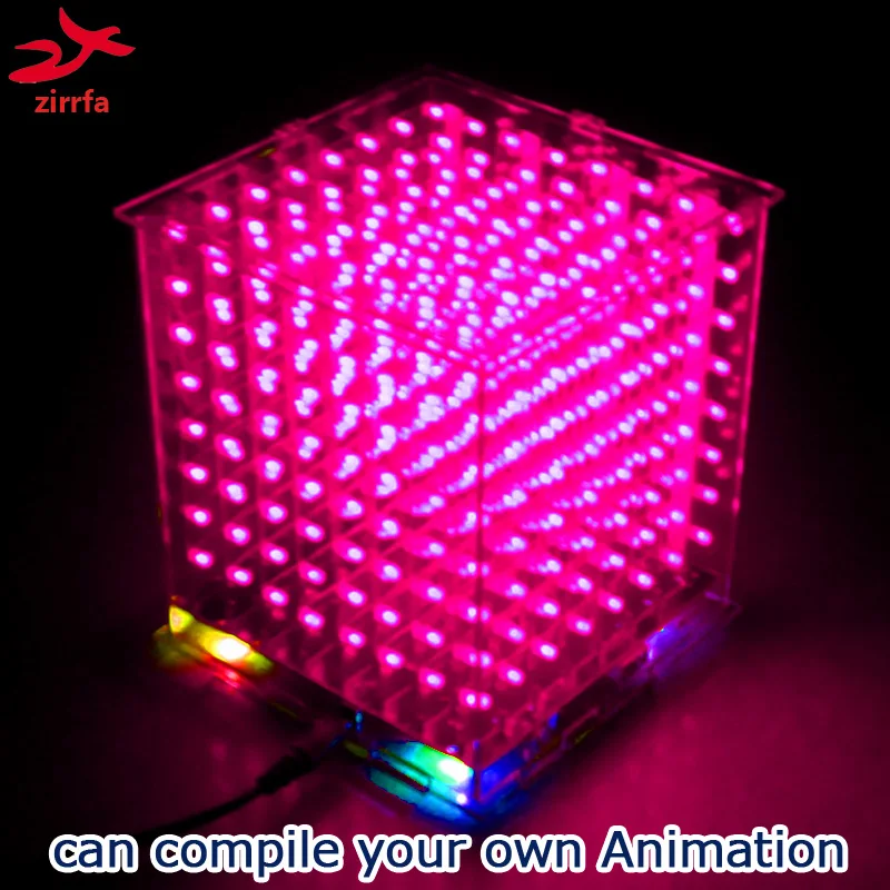 3D8 мини СВЕТОДИОДНЫЙ куб дисплей Электронный DIY Kit/Младший с отличной анимации/3D 8 8x8x8 pixe, высокое качество поддержка Arduino