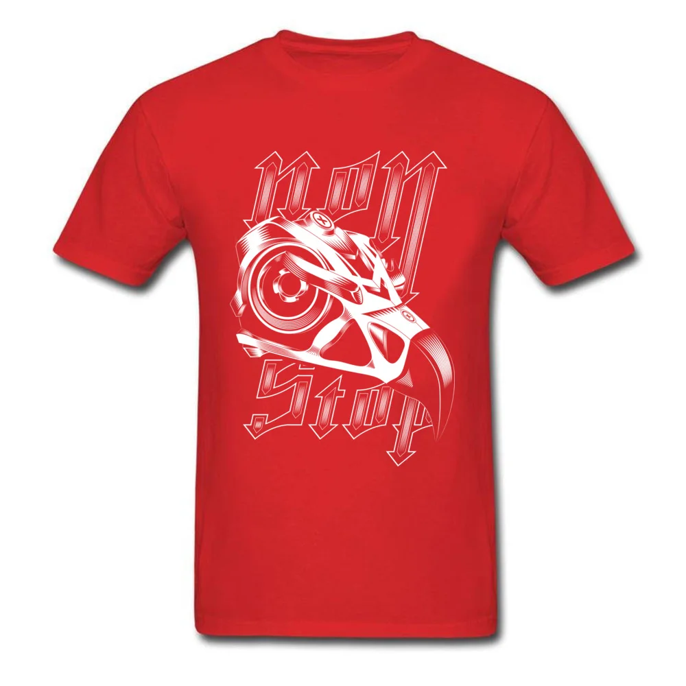 Non Stop Tees Fitted Crewneck Cool Short Sleeve 100% Cotton Men T-Shirt Printed On Tops Shirt Drop Shipping Non Stop red