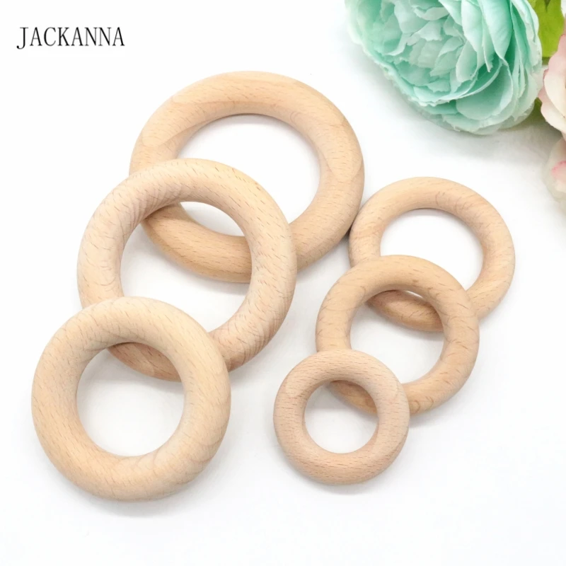 

Organic Wood Baby Teether Ring, Wooden Teething Ring, Round Wood Rings DIY Teether Accessories 40MM 50MM 55MM 60MM 70MM 80MM