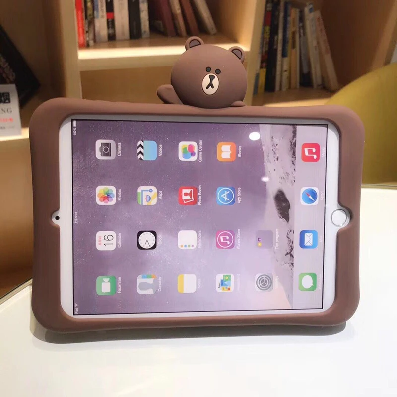 

Cartoon Bear Soft Silicone Hard Protective Cover Shockproof Case for iPad 2/3/4/5/6/mini/pro Kids Armor Heavy Duty Tablet Case