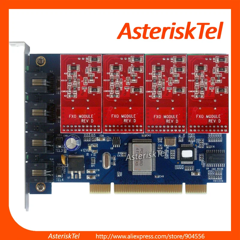 Карта Asterisk TDM400P с 4 FXS FXO модулями, PCI карта Asterisk, a4a a4b Asterisk PCI карточка Elastix Briker TcPBX