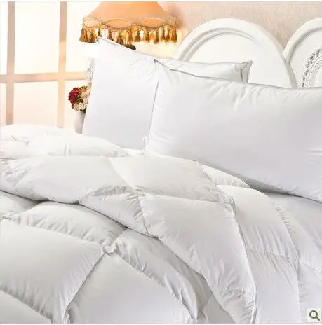 Постельные принадлежности из белого гусиного пуха ватное стеганое одеяло комфортное одеяло queen 210X210 см или сделать Любой Размер 440GSM