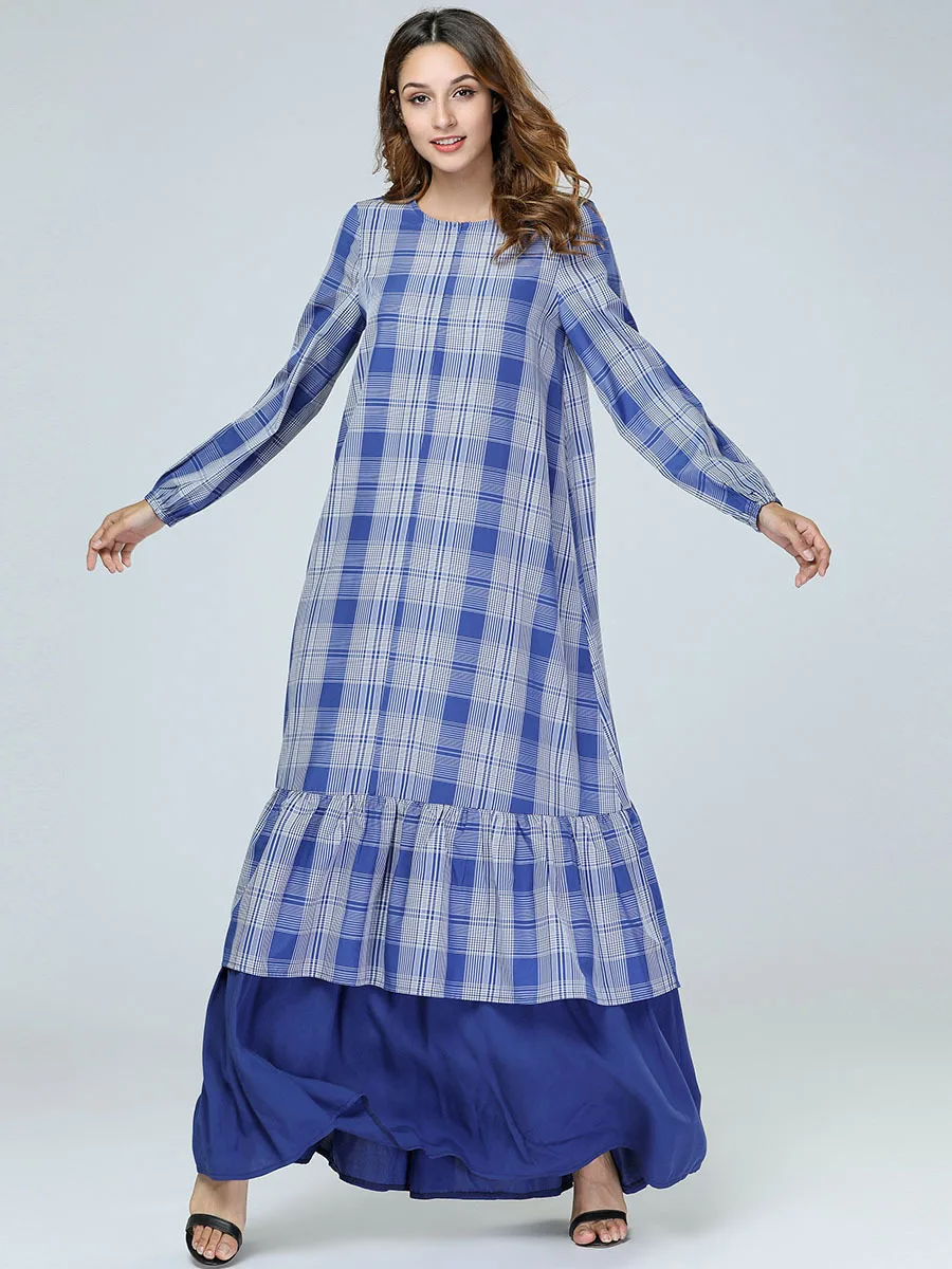 Элегантный плед длинное платье качели Chic Макси Абаи Длинные платья Плюс кимоно свободный халат платья мусульманская Ближнем Востоке