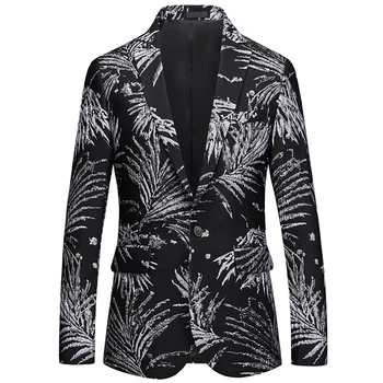 

Large Size 6XL Fashion Men Long-sleeved Printed Suit Jacket Autumn and Winter Comfortable Elegant Men's Business Blazer Jackets