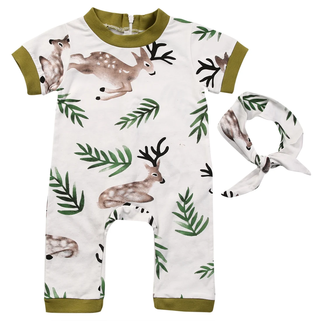 Baby Clothing Set !Newborn Baby Infant Boy Girl Romper +Headband Deer