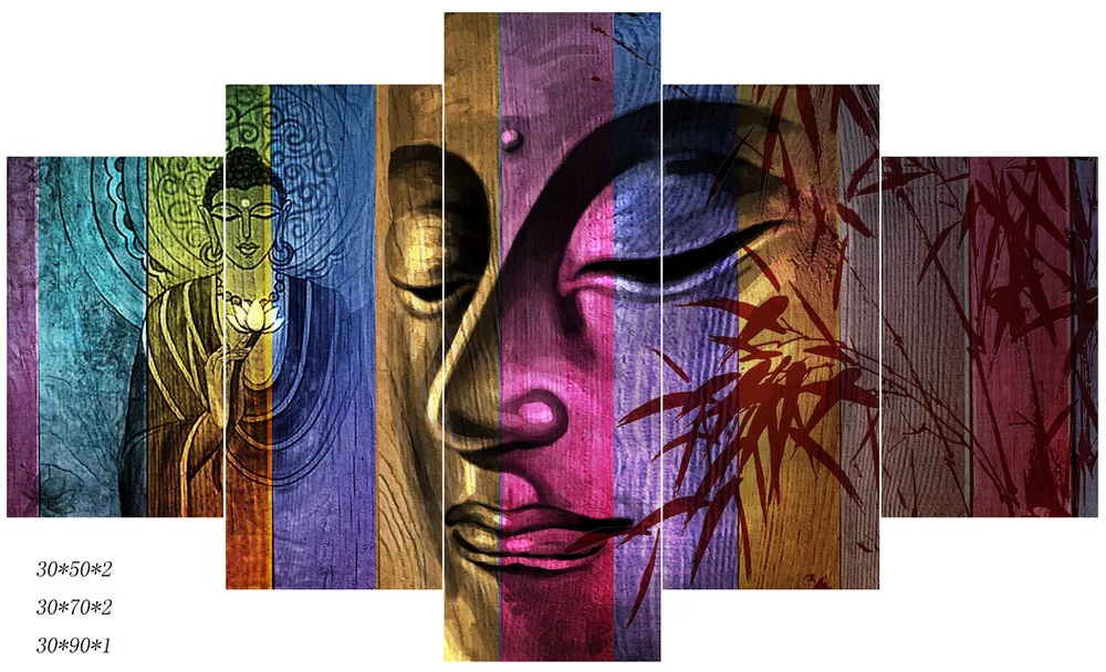 Pas Cher Prix 5 Piece Bouddha Religion Mur Art Moderne Peinture A L Huile Contemporain Toile Art Mur Photos Sans Cadre Tableaux Aliexpress