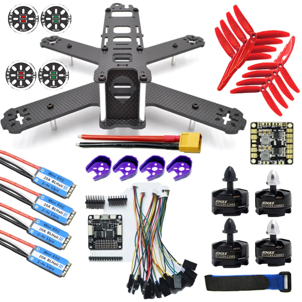 

QAV210 Quadcopter Frame Kit F3 Acro Flight Controller 20A ESC BLHeli_S+MT2204 2300KV Brushless Motor 5040 Propeller DIY