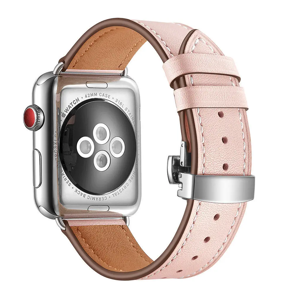 Кожаный ремешок для Apple Watch Band 44 мм/40 мм/42 мм/38 мм браслет iWatch Series SE 6 5 4 3